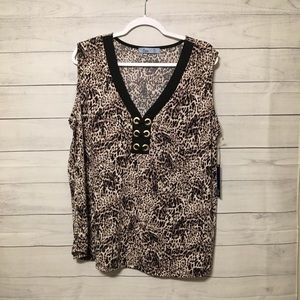 Cure Animal Print Sleeveless Top with Grommets NWT